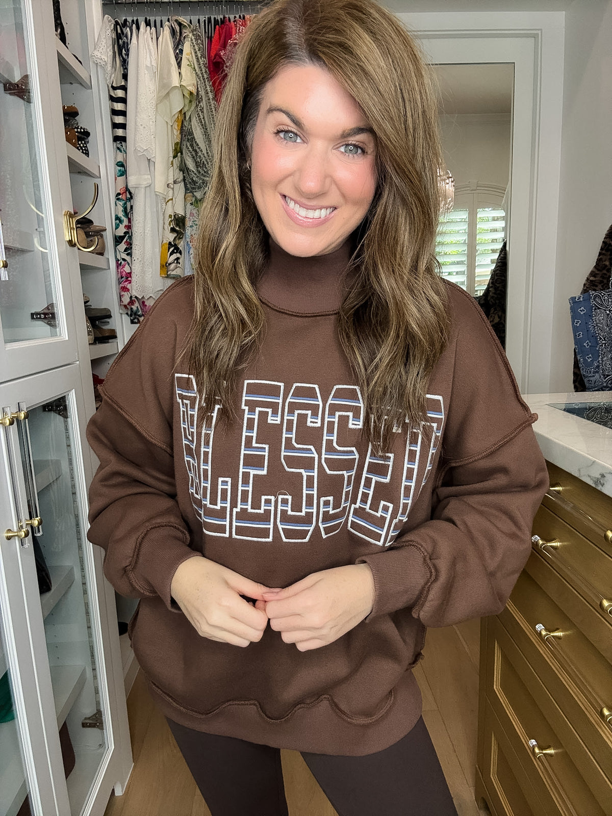 Blessed Mock Neck Oversized Sweatshirt