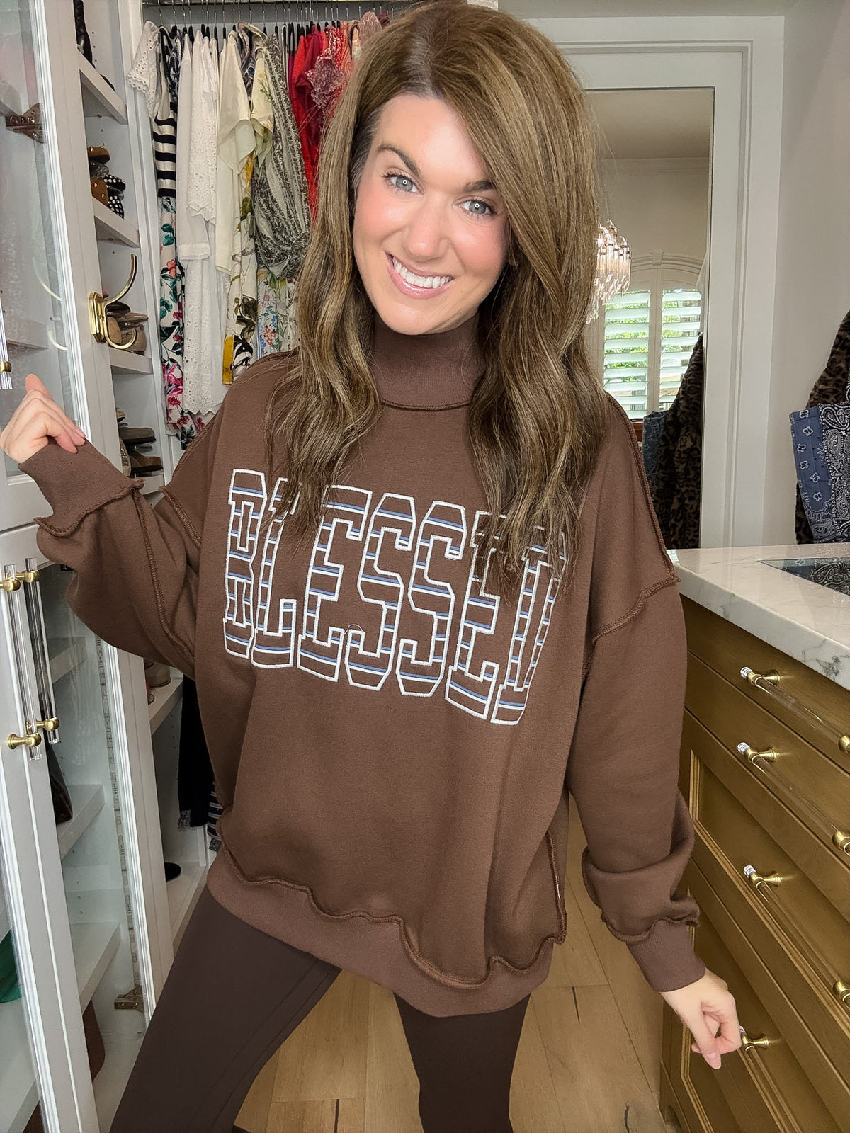 Blessed Mock Neck Oversized Sweatshirt