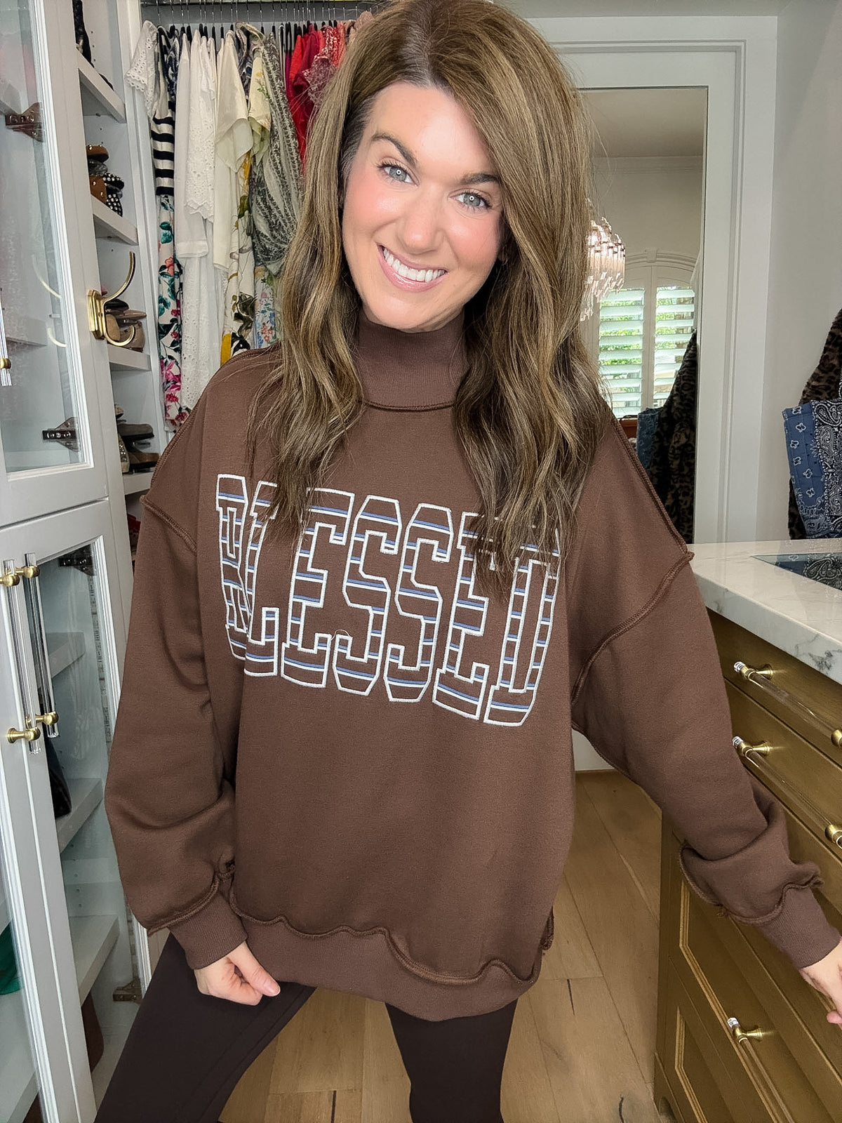 Blessed Mock Neck Oversized Sweatshirt