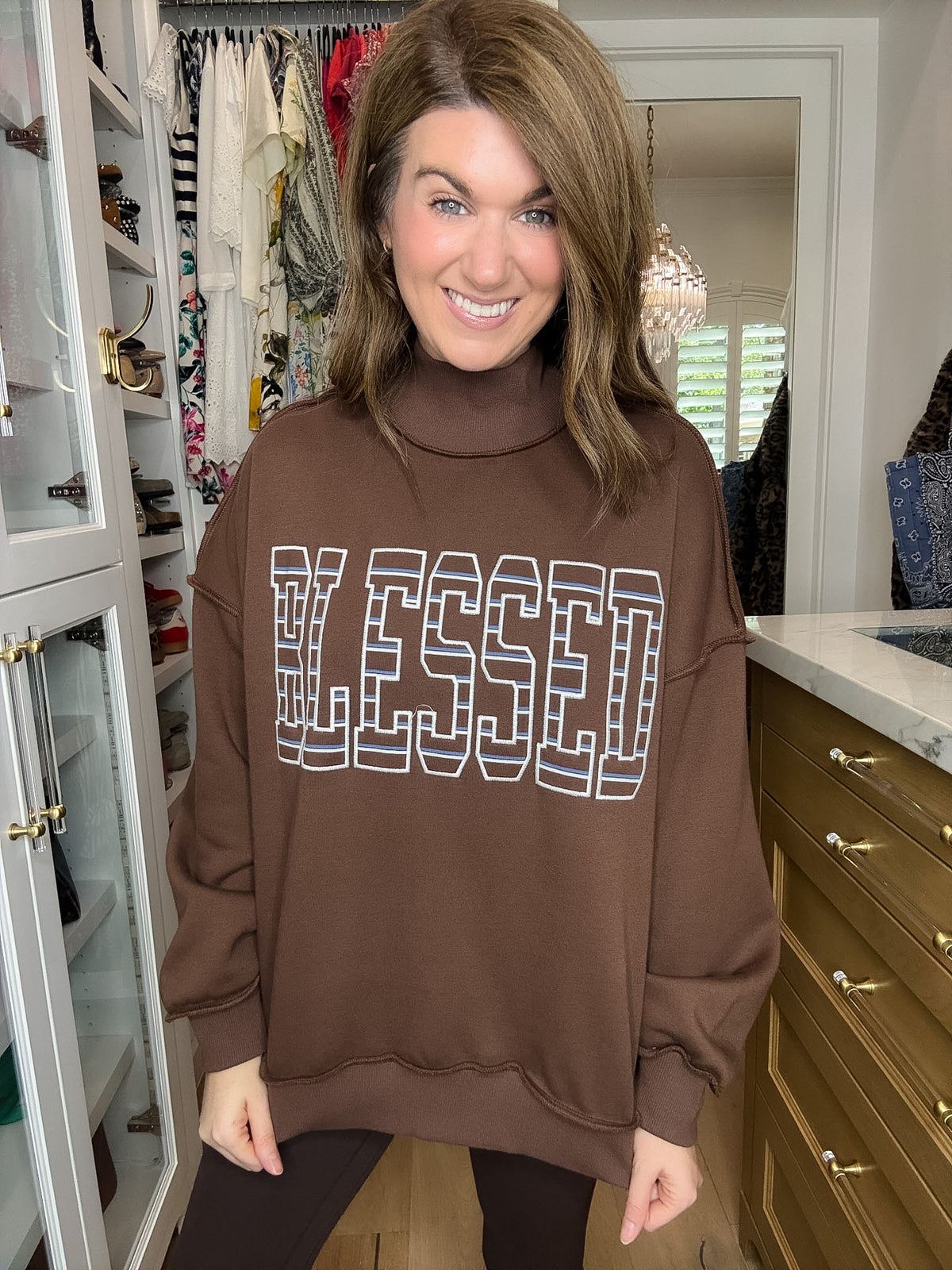 Blessed Mock Neck Oversized Sweatshirt