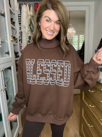 Blessed Mock Neck Oversized Sweatshirt