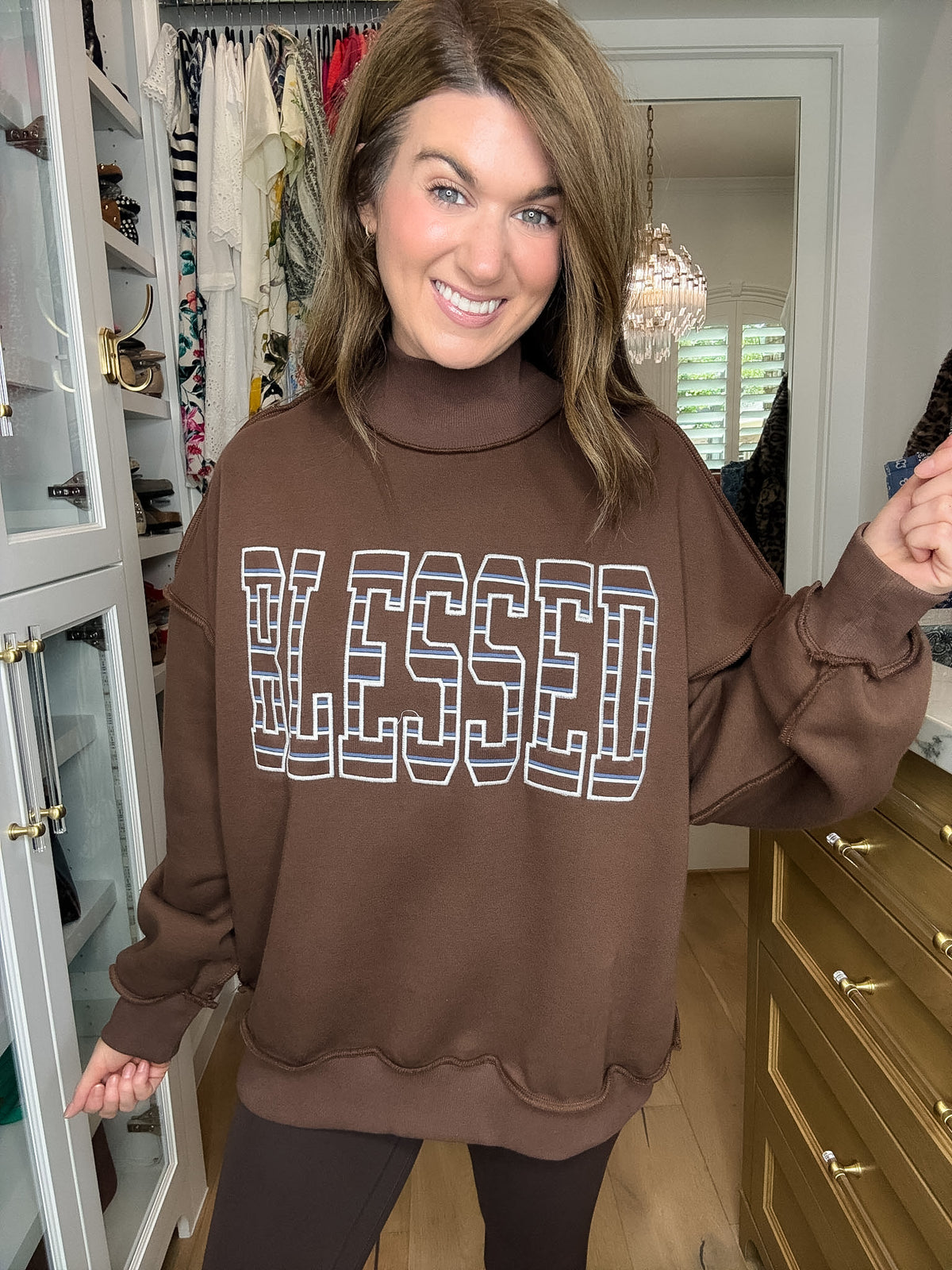 Blessed Mock Neck Oversized Sweatshirt