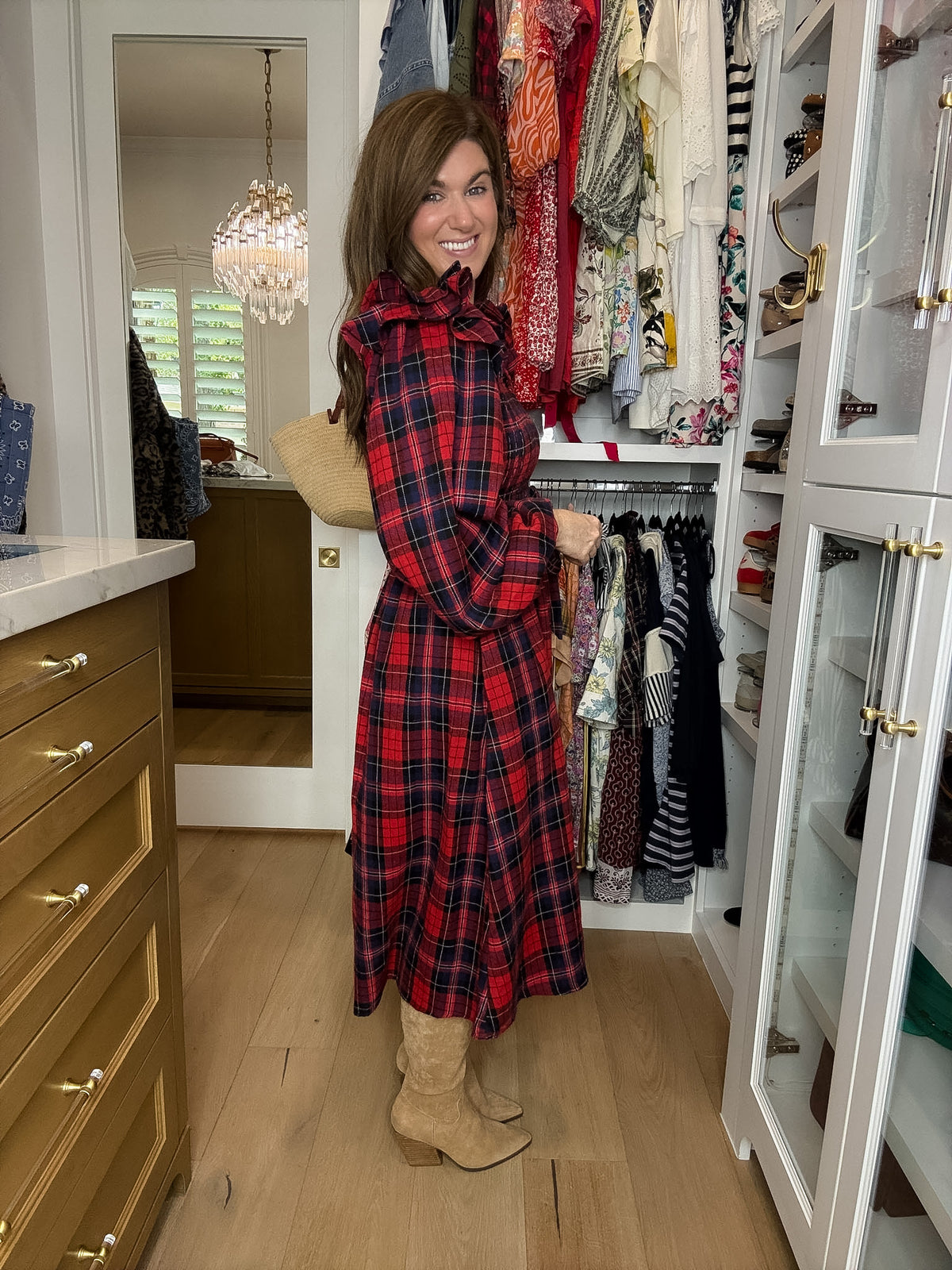 The Gather Together Plaid Midi Dress
