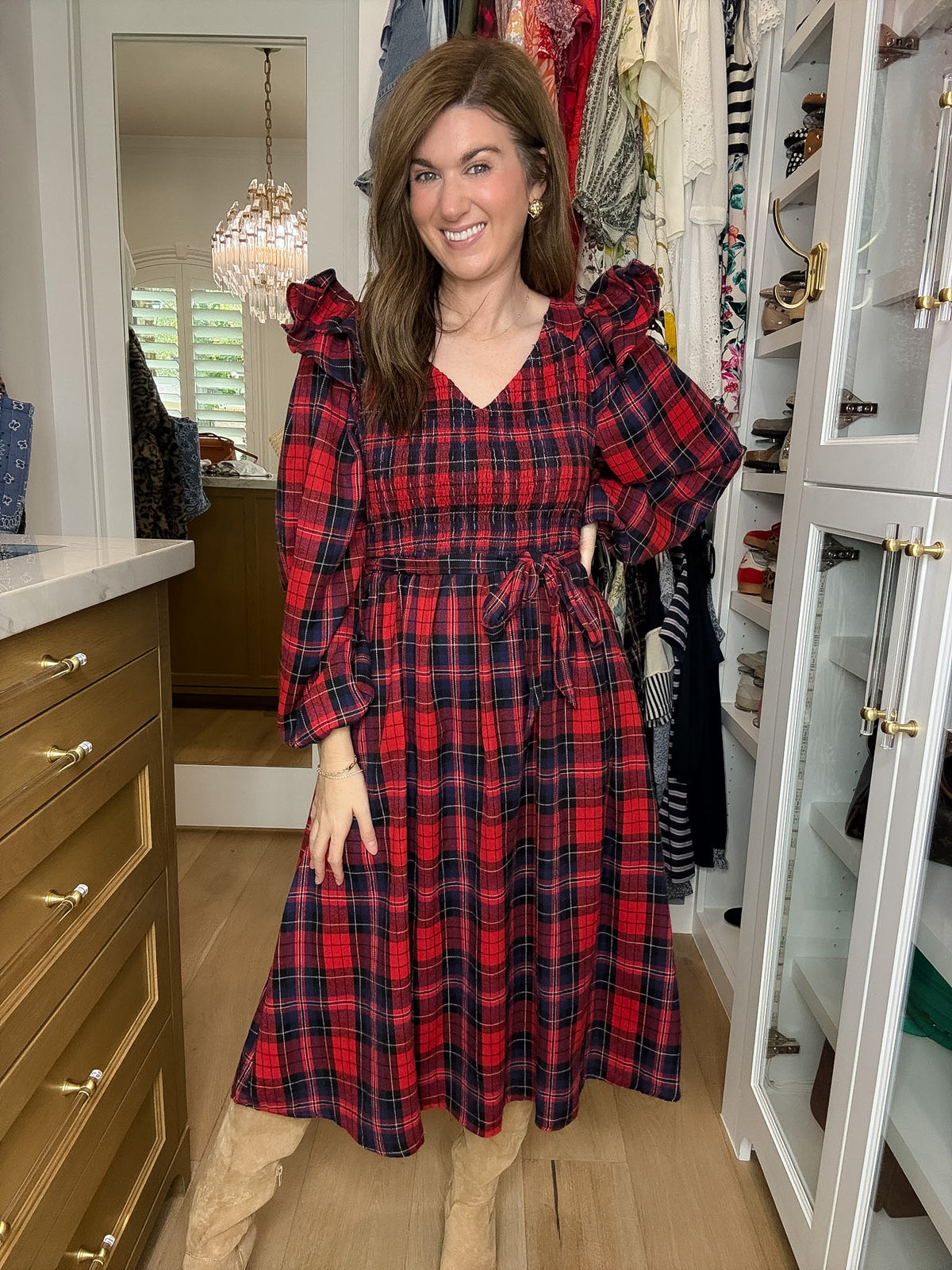 The Gather Together Plaid Midi Dress