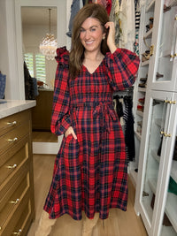 The Gather Together Plaid Midi Dress