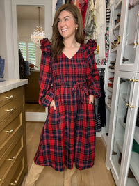 The Gather Together Plaid Midi Dress