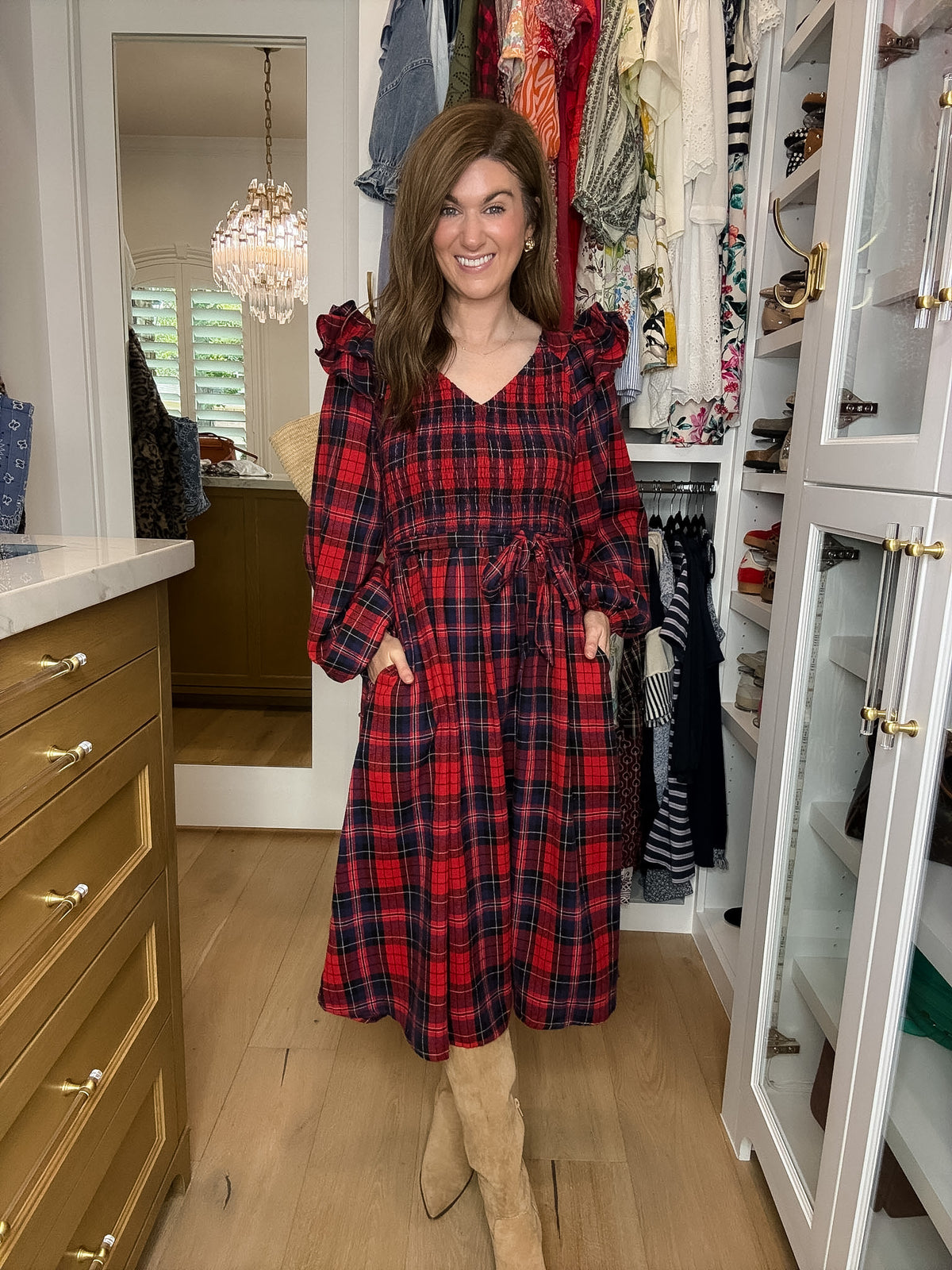 The Gather Together Plaid Midi Dress