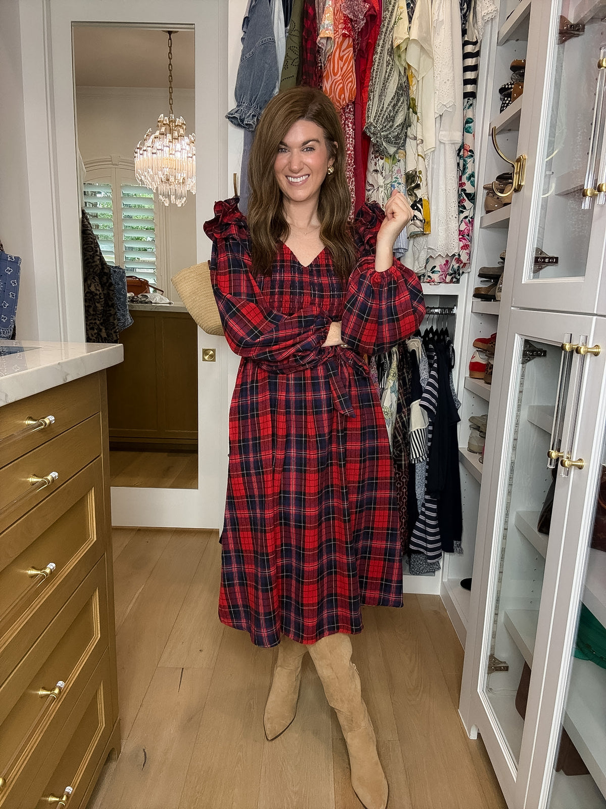 The Gather Together Plaid Midi Dress