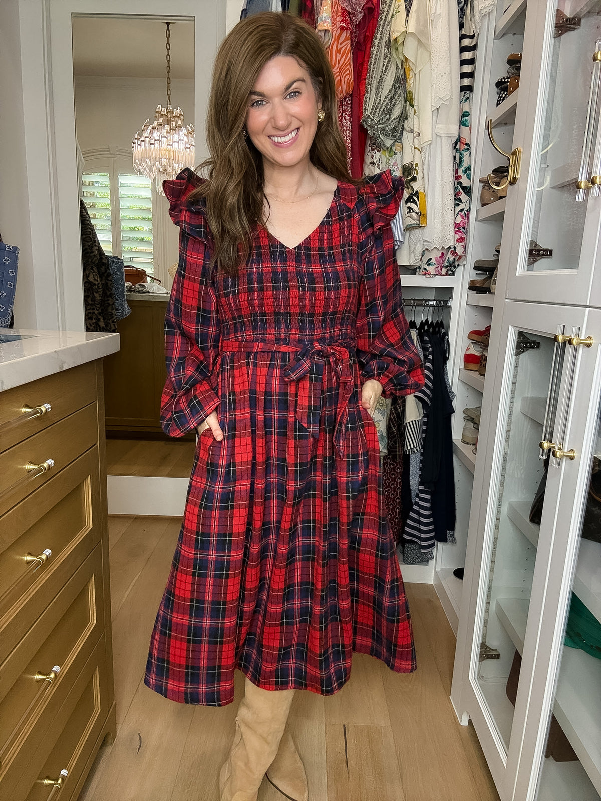 The Gather Together Plaid Midi Dress