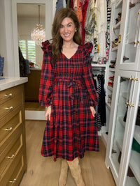 The Gather Together Plaid Midi Dress