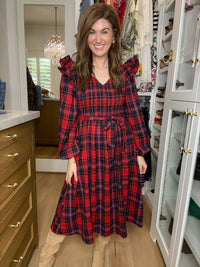 The Gather Together Plaid Midi Dress