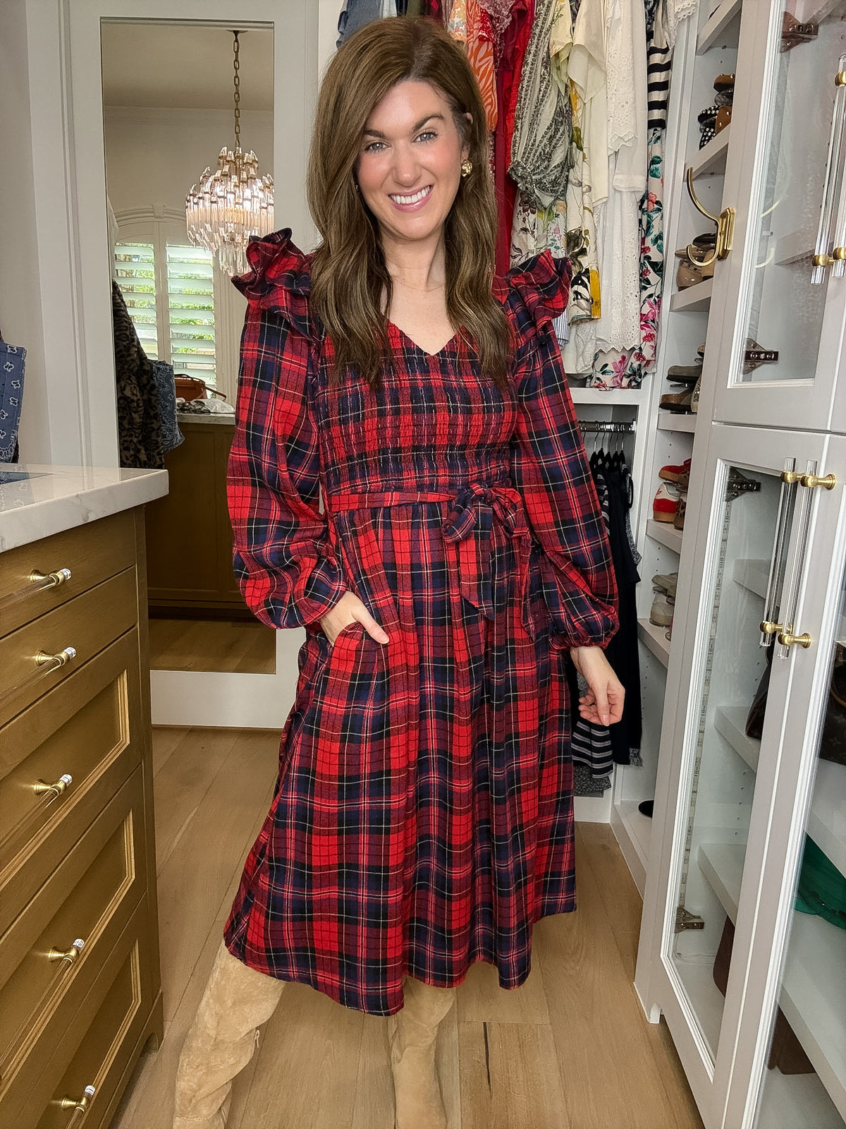 The Gather Together Plaid Midi Dress
