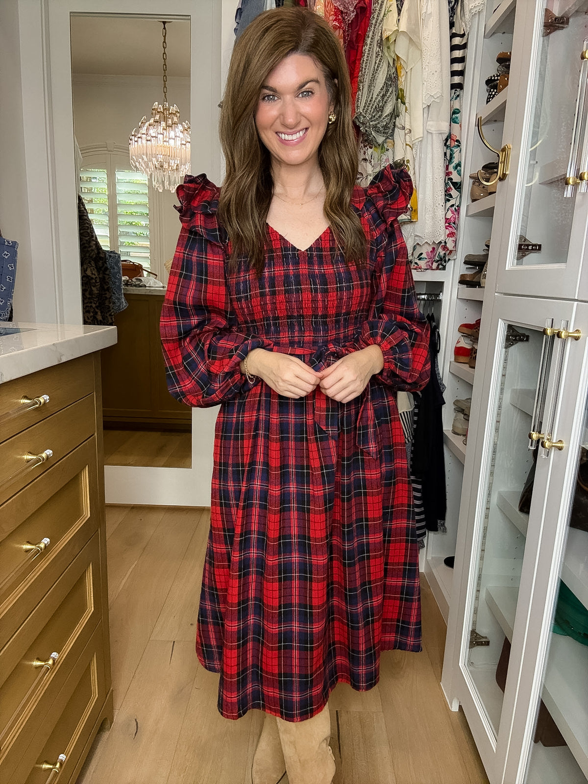 The Gather Together Plaid Midi Dress