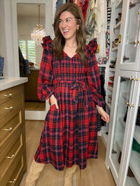 The Gather Together Plaid Midi Dress