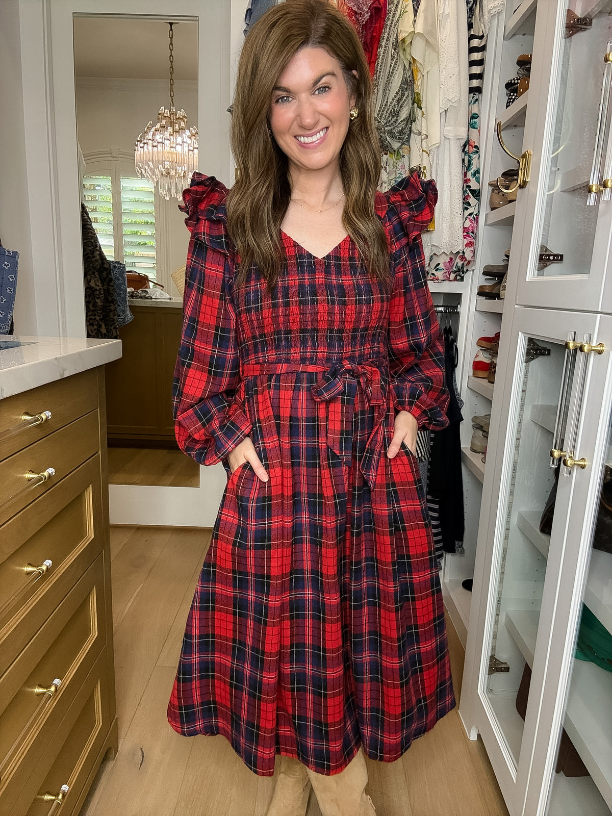 The Gather Together Plaid Midi Dress