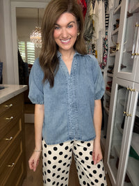 Better in Denim Puff Sleeve Top