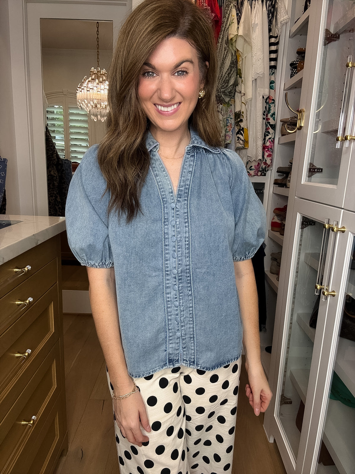 Better in Denim Puff Sleeve Top