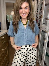 Better in Denim Puff Sleeve Top