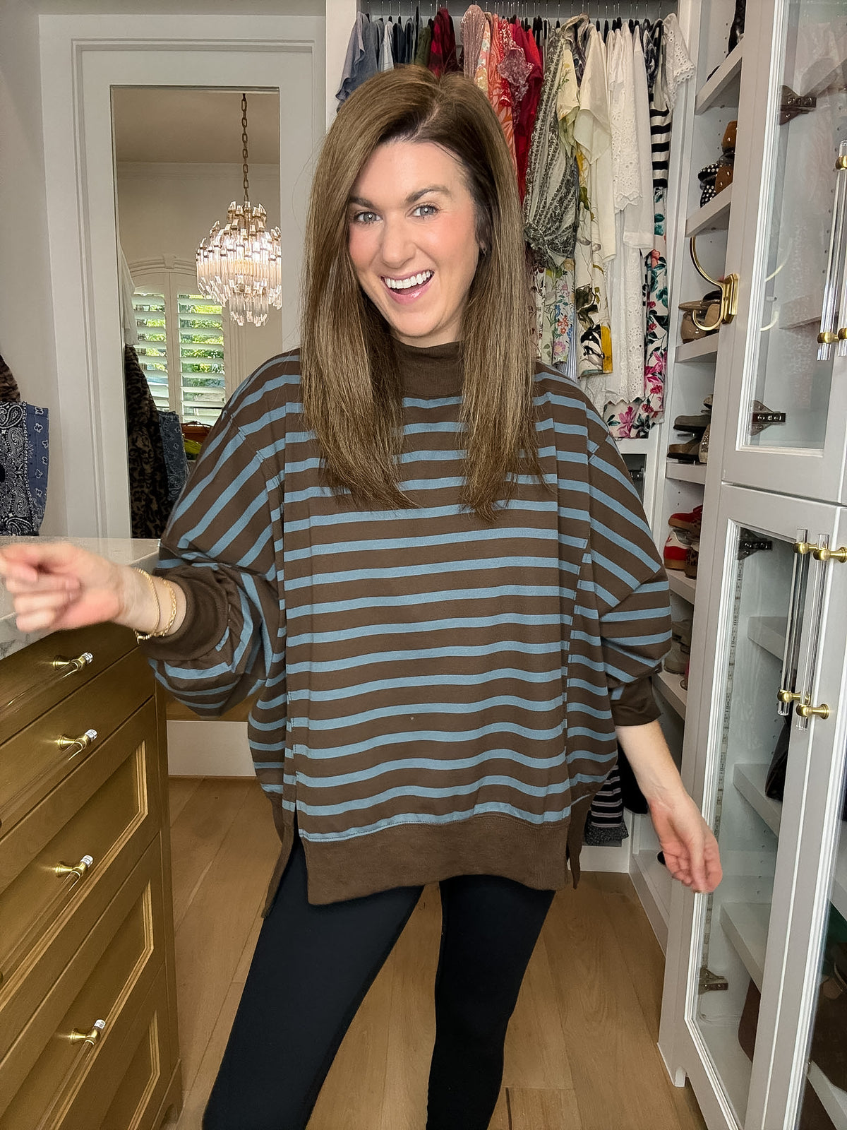 First Pick Striped Pullover in Brown/Blue
