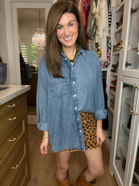 Lucky in Love Leopard Denim Skirt