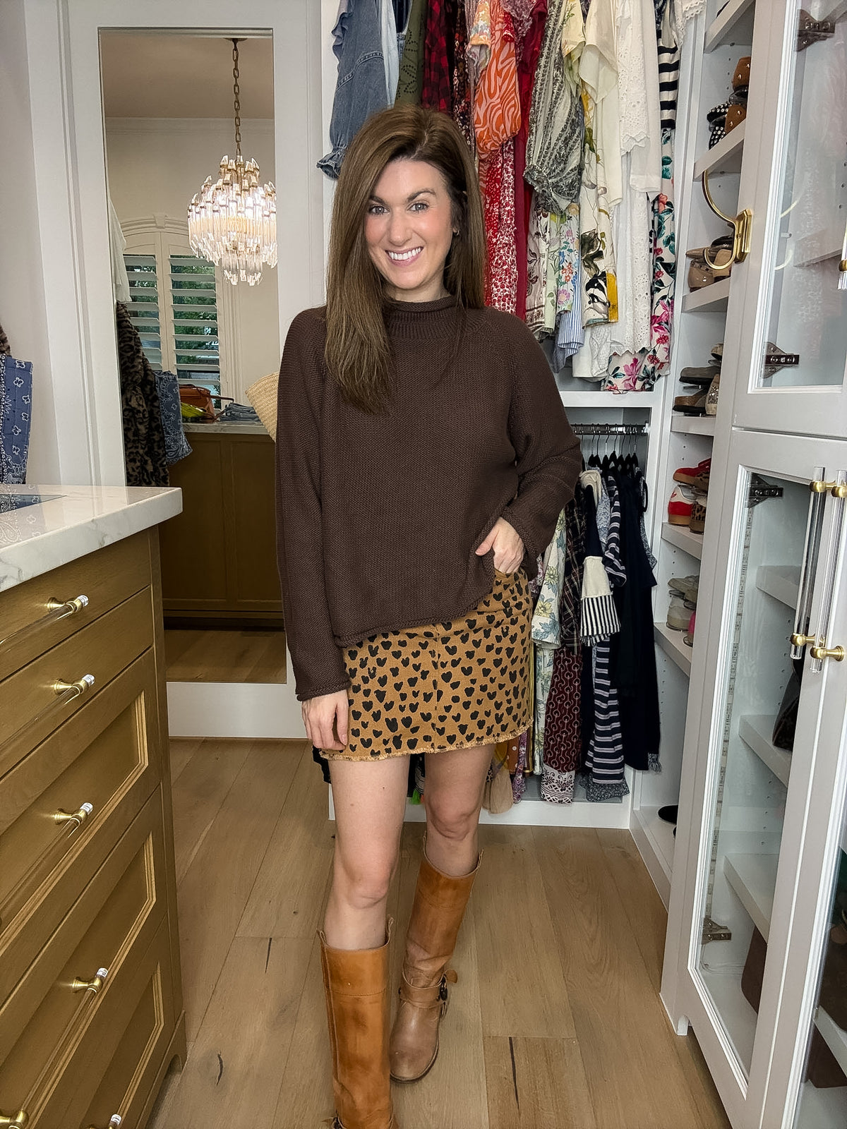 Lucky in Love Leopard Denim Skirt