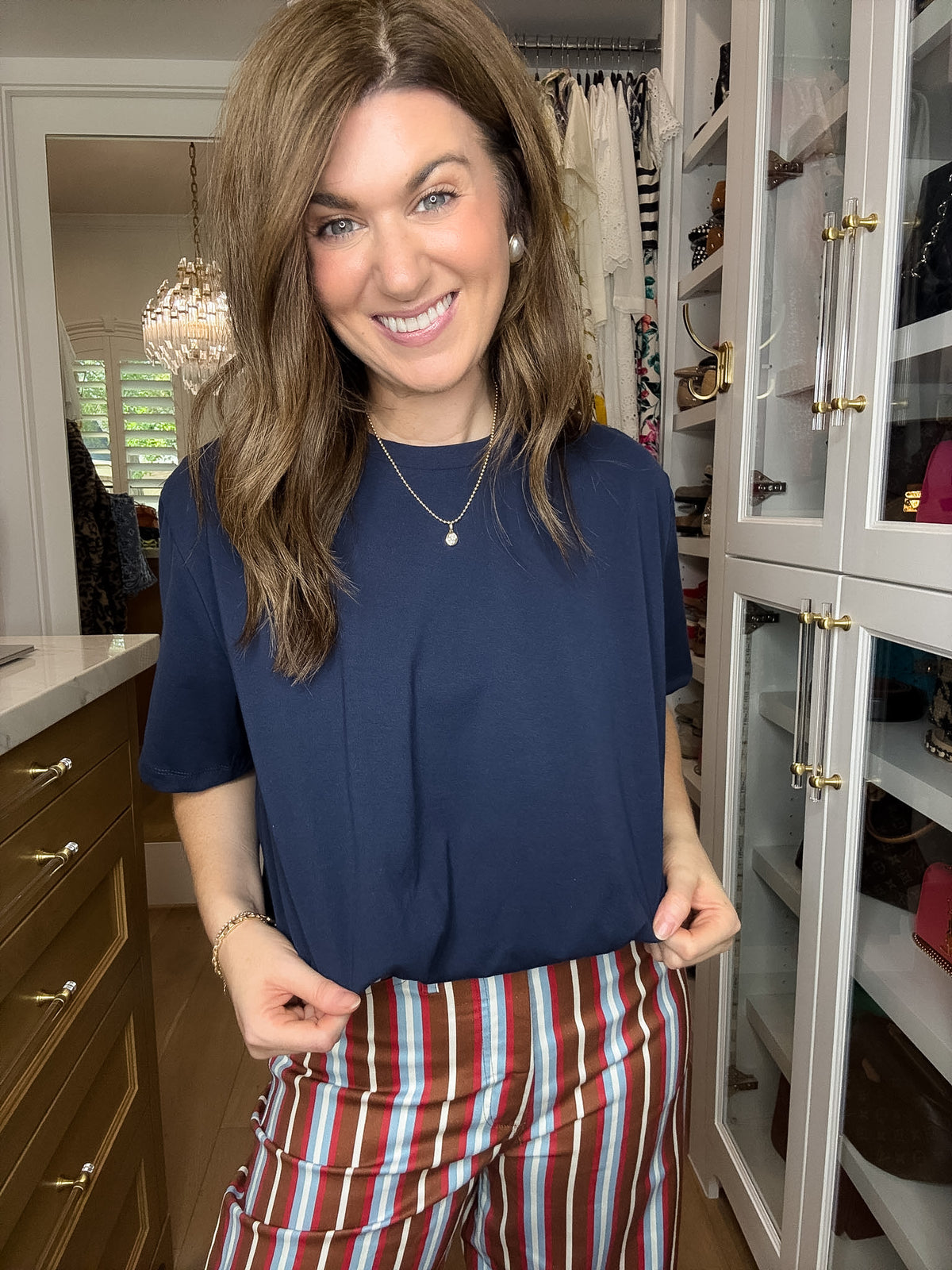 Easy Upgrade Bubble Hem Top in Navy