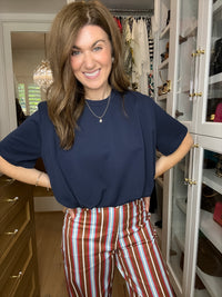 Easy Upgrade Bubble Hem Top in Navy