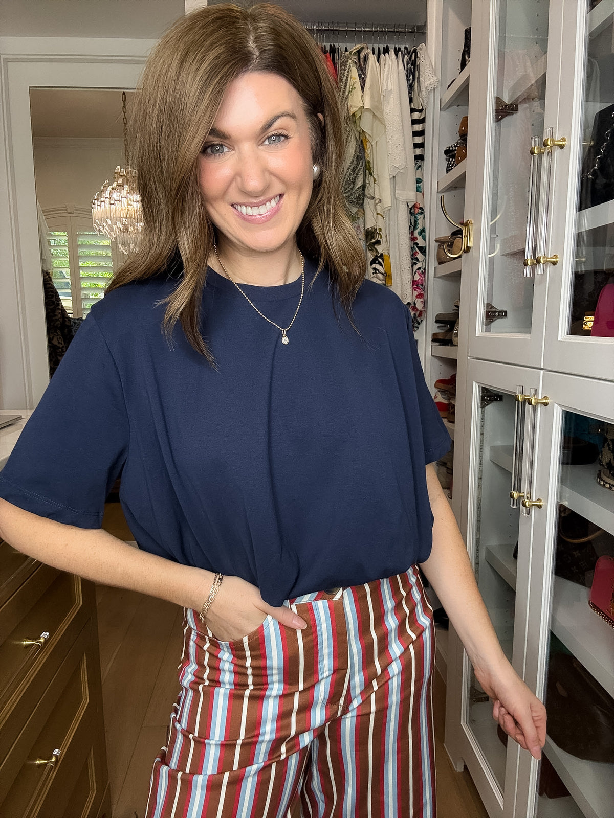 Easy Upgrade Bubble Hem Top in Navy