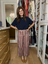 Line By Line Striped Pants in Brown/Red