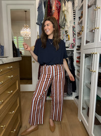 Line By Line Striped Pants in Brown/Red