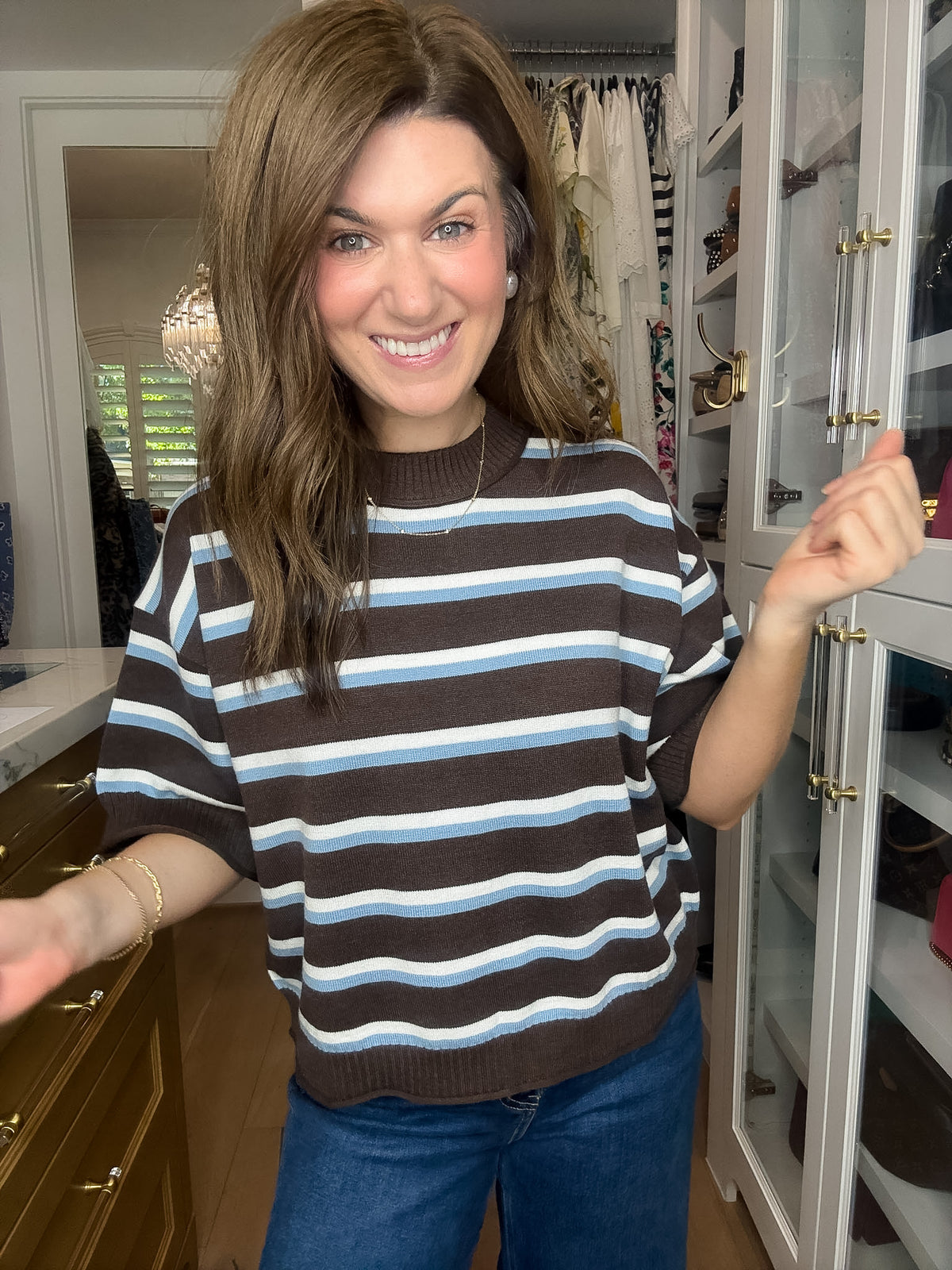 Best Days Striped Sweater in Brown/Blue