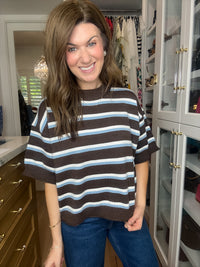 Best Days Striped Sweater in Brown/Blue