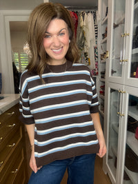 Best Days Striped Sweater in Brown/Blue