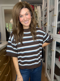 Best Days Striped Sweater in Brown/Blue