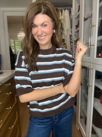 Best Days Striped Sweater in Brown/Blue