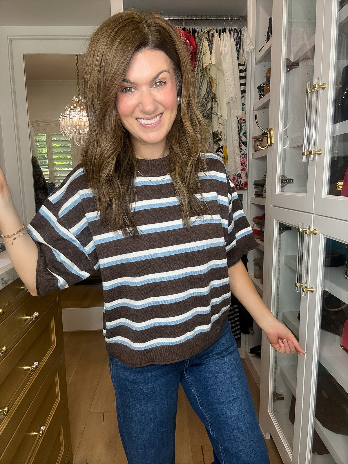 Best Days Striped Sweater in Brown/Blue