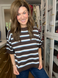Best Days Striped Sweater in Brown/Blue
