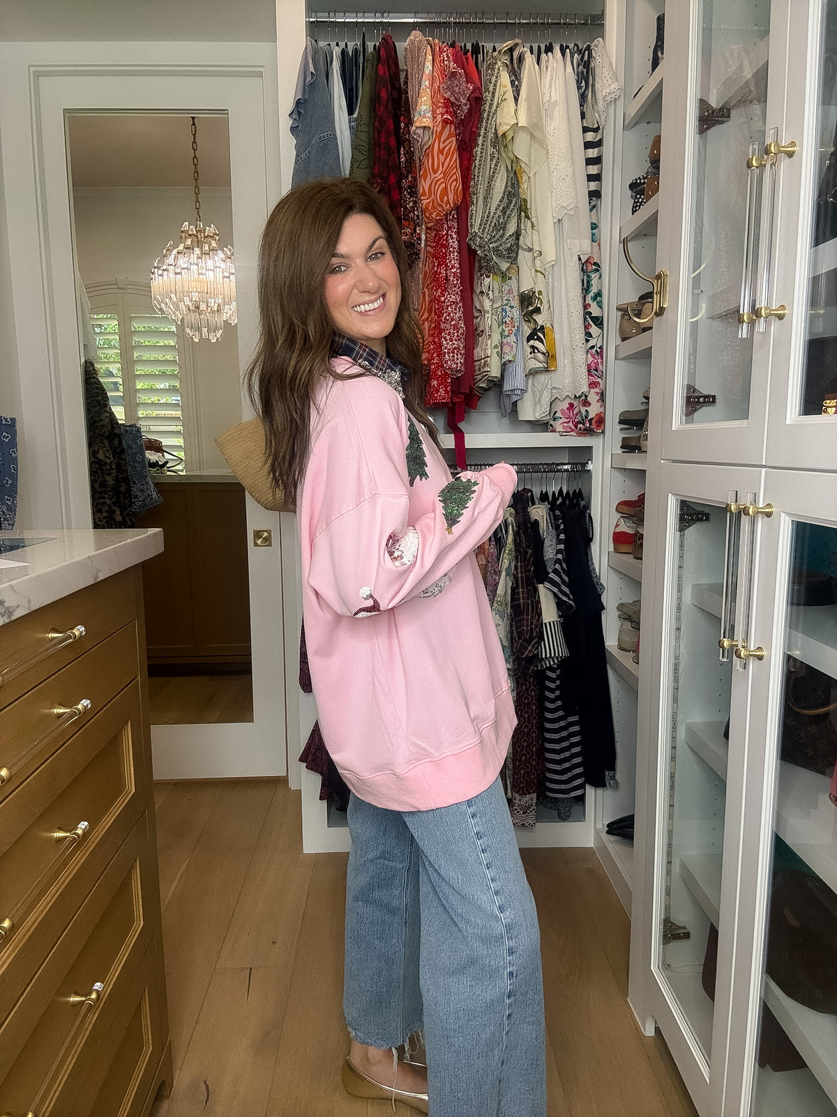 Santa's Favorite Sequin Pullover in Pink