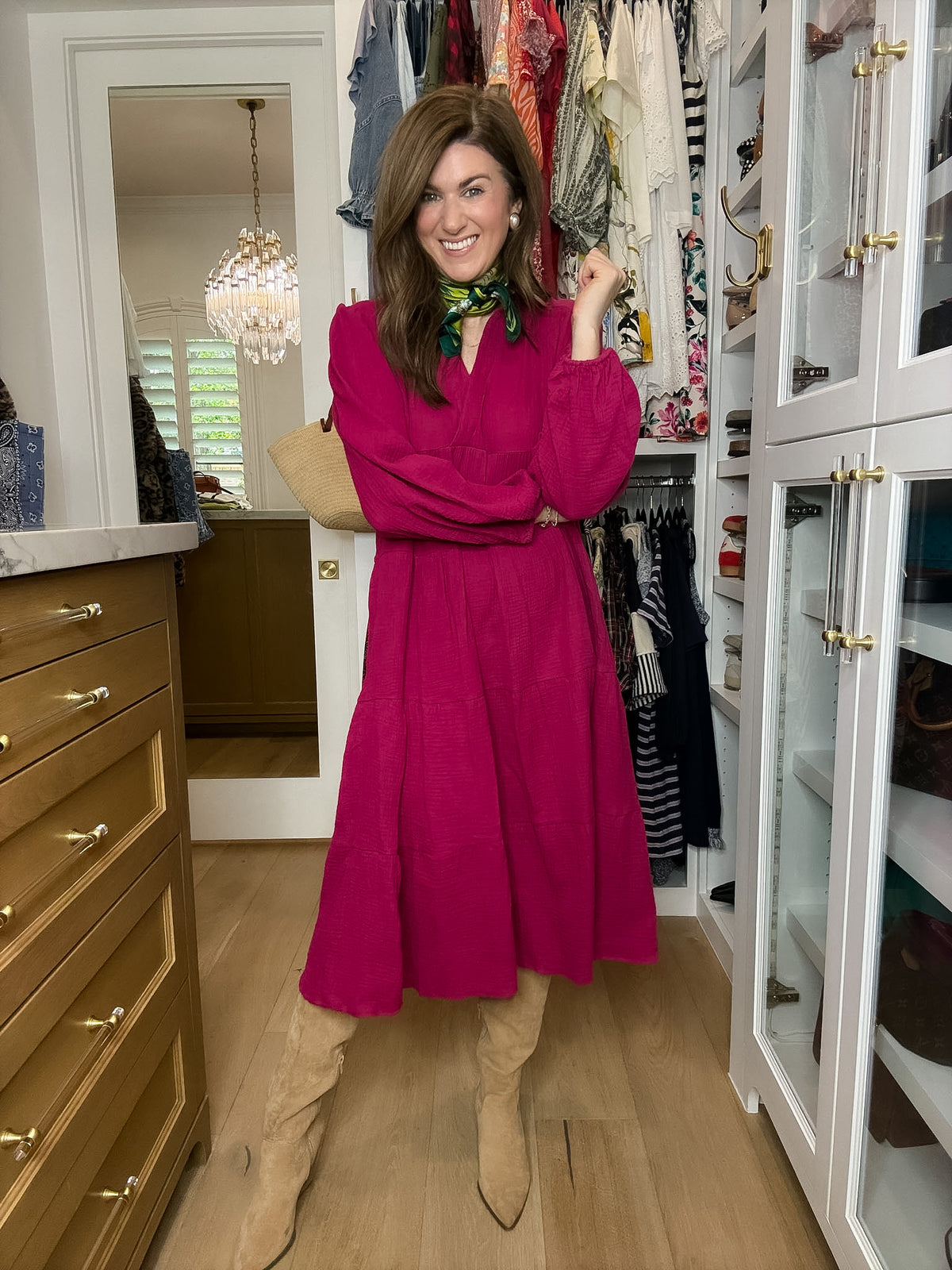 Simple Sophistication Midi Dress in Magenta