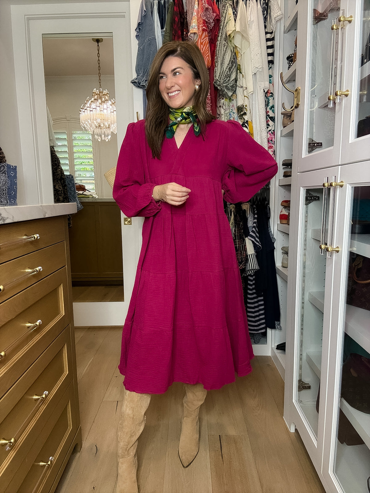 Simple Sophistication Midi Dress in Magenta