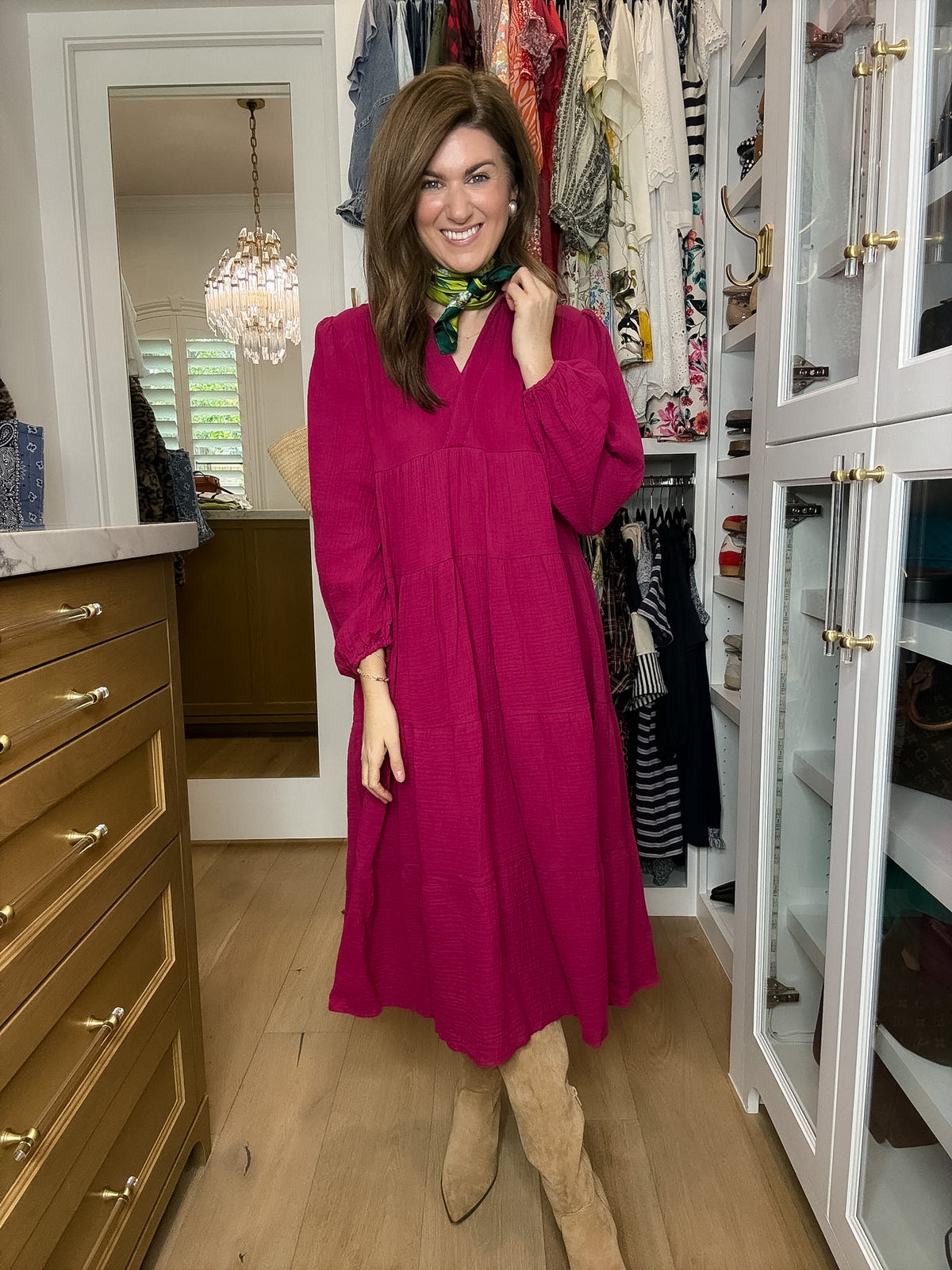 Simple Sophistication Midi Dress in Magenta
