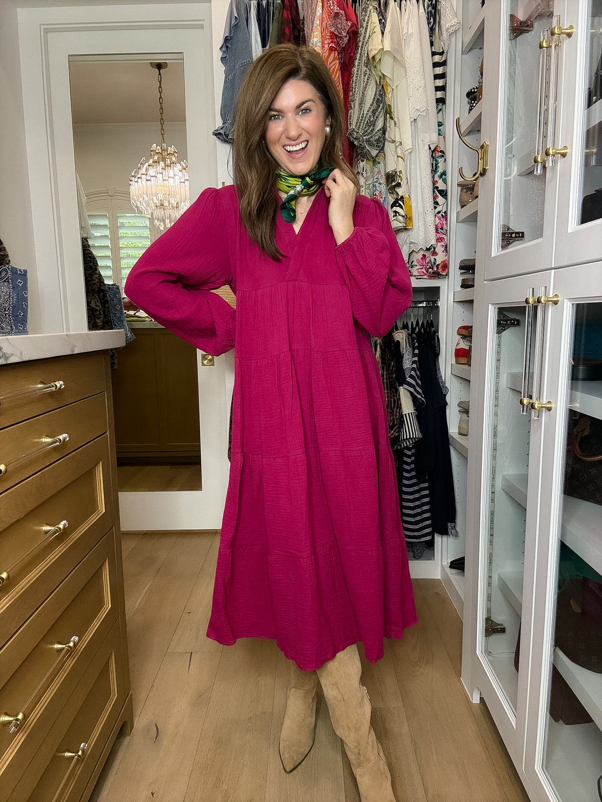 Simple Sophistication Midi Dress in Magenta