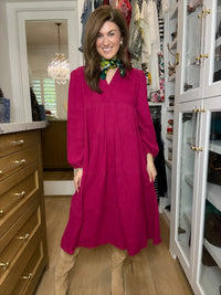 Simple Sophistication Midi Dress in Magenta