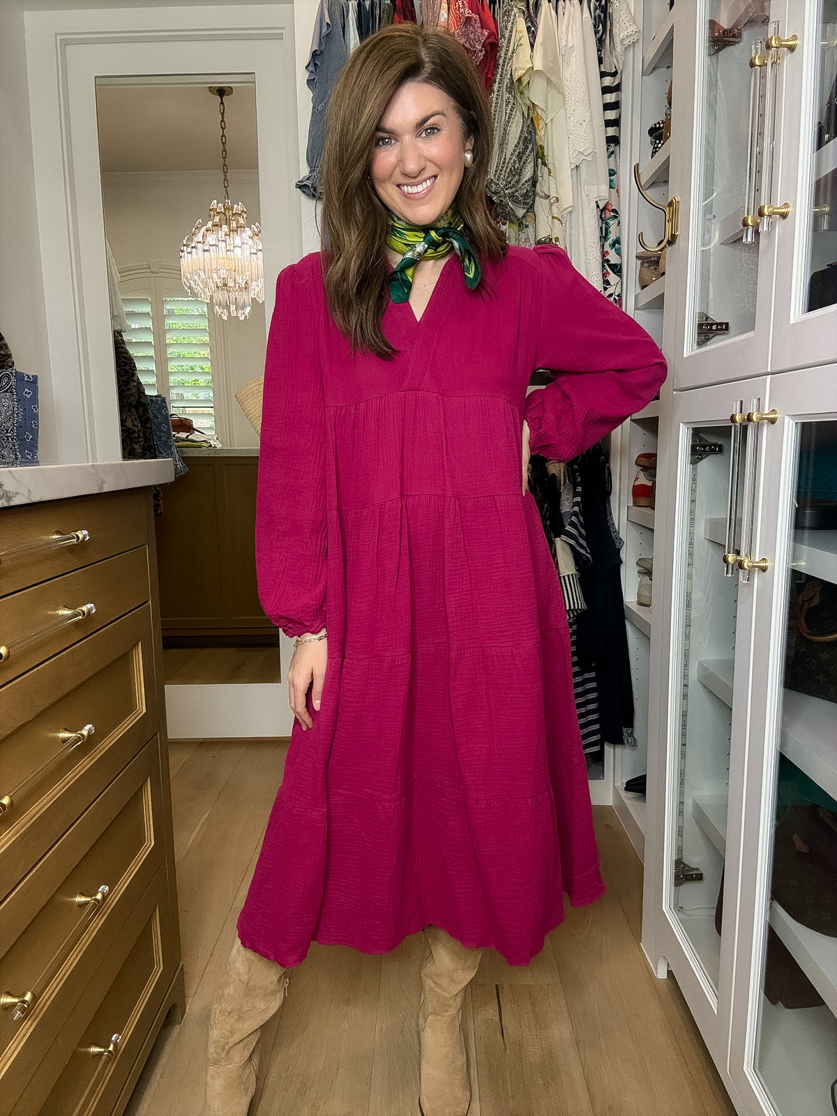 Simple Sophistication Midi Dress in Magenta