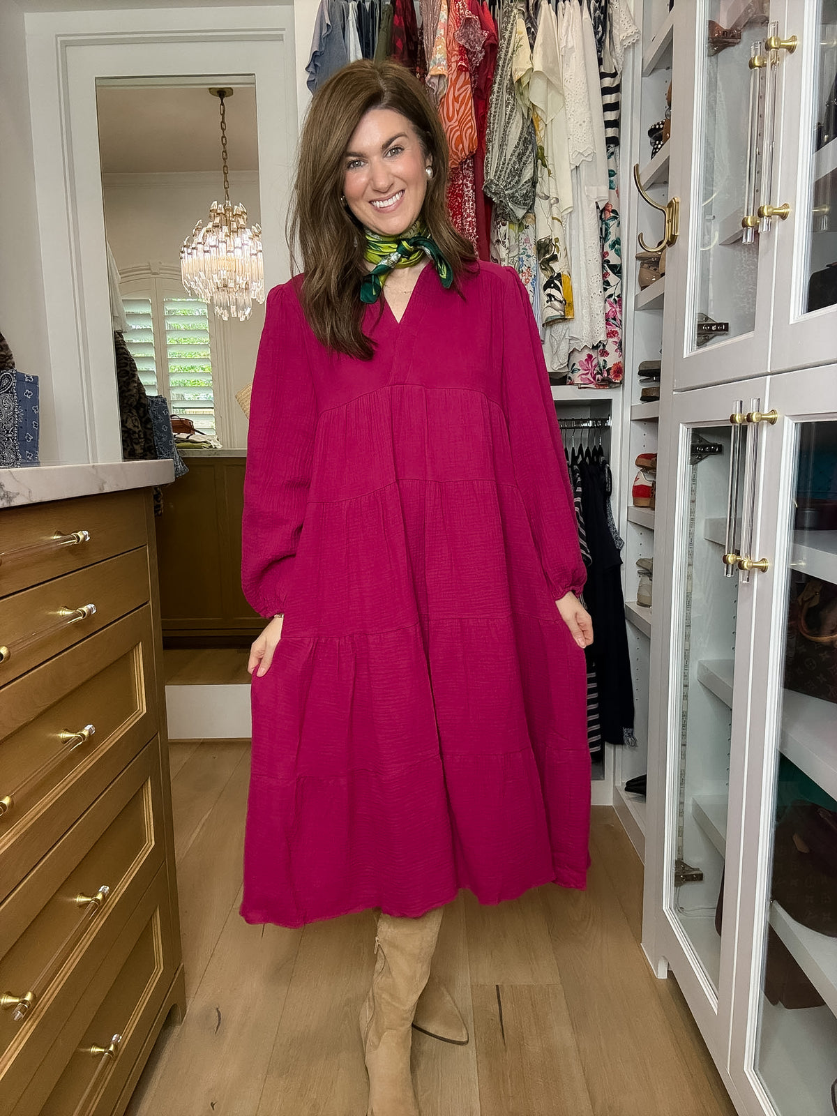 Simple Sophistication Midi Dress in Magenta