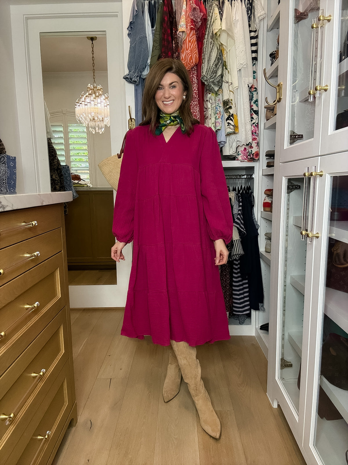 Simple Sophistication Midi Dress in Magenta