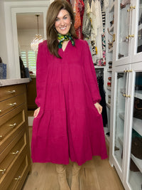Simple Sophistication Midi Dress in Magenta