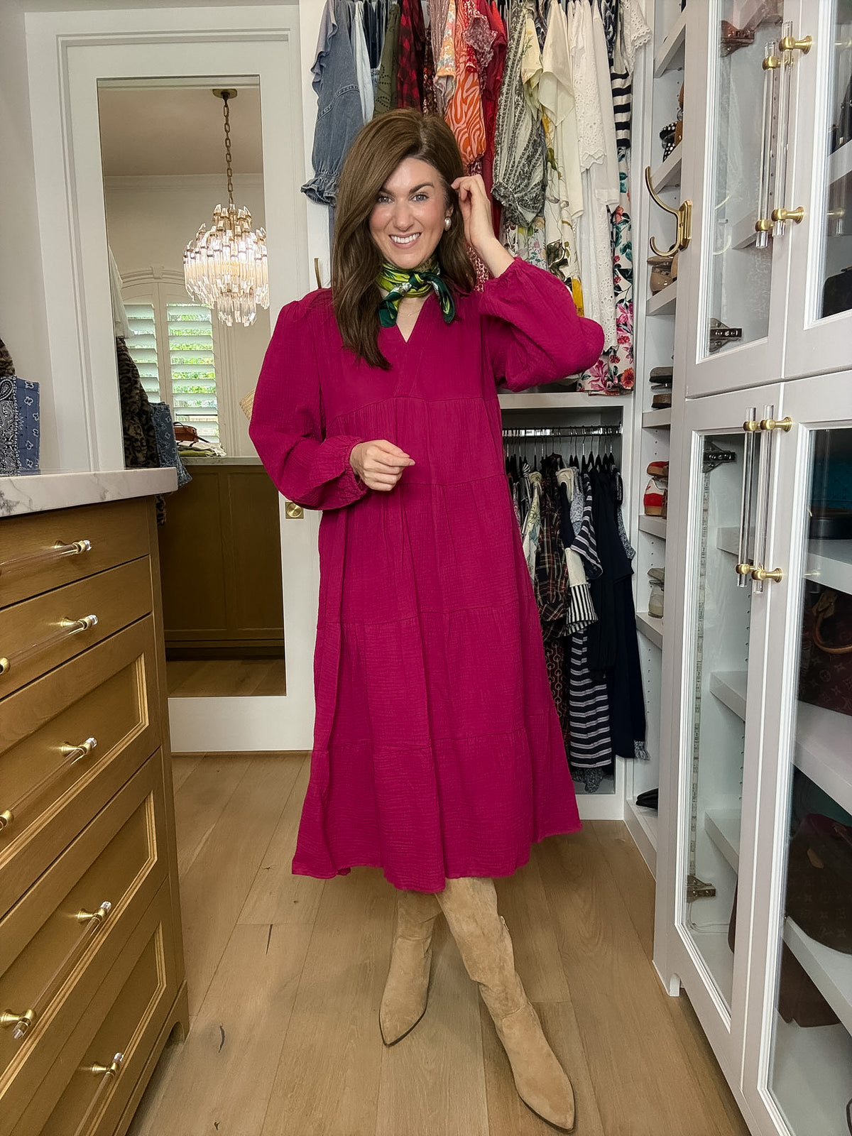 Simple Sophistication Midi Dress in Magenta