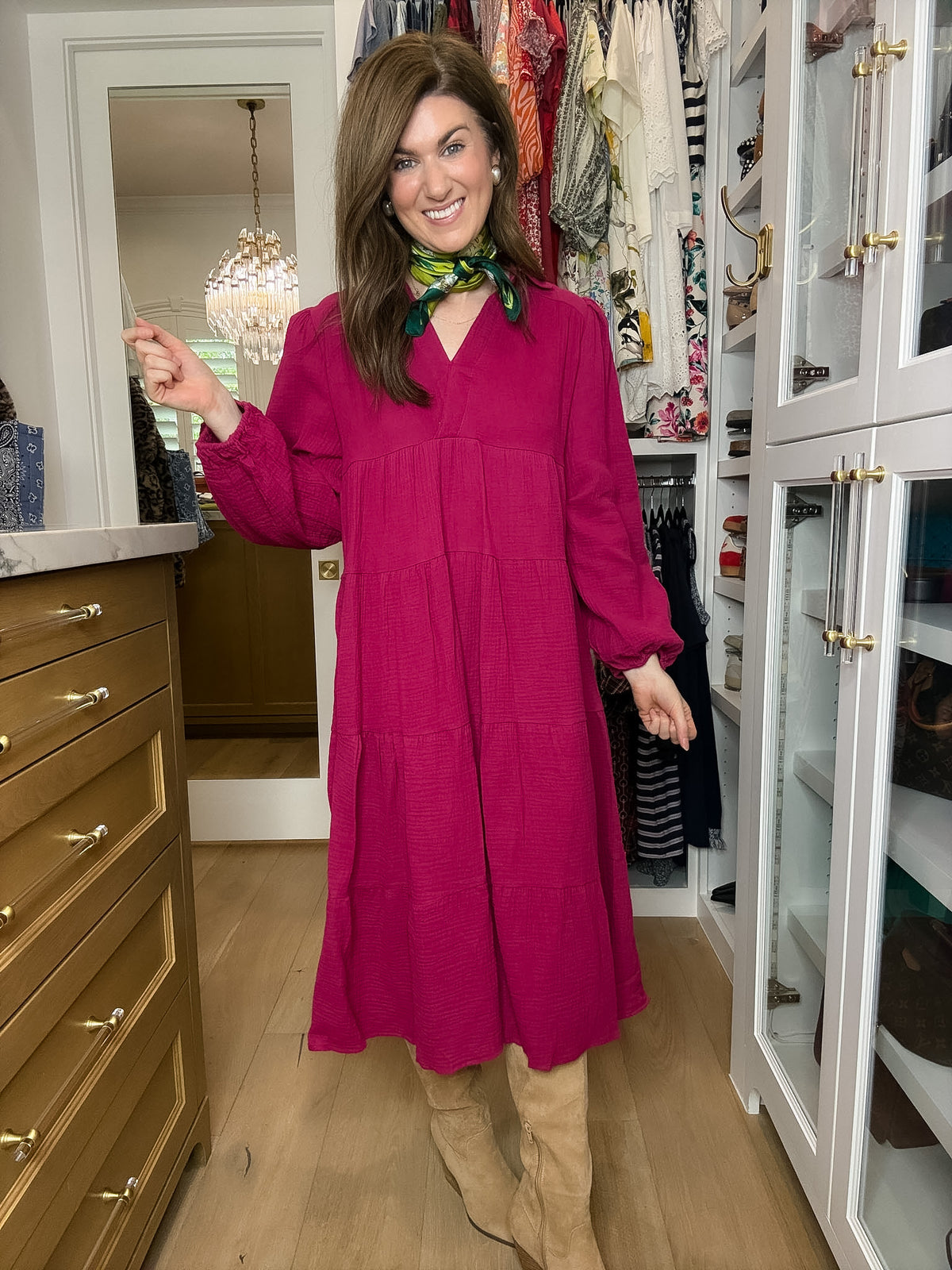 Simple Sophistication Midi Dress in Magenta