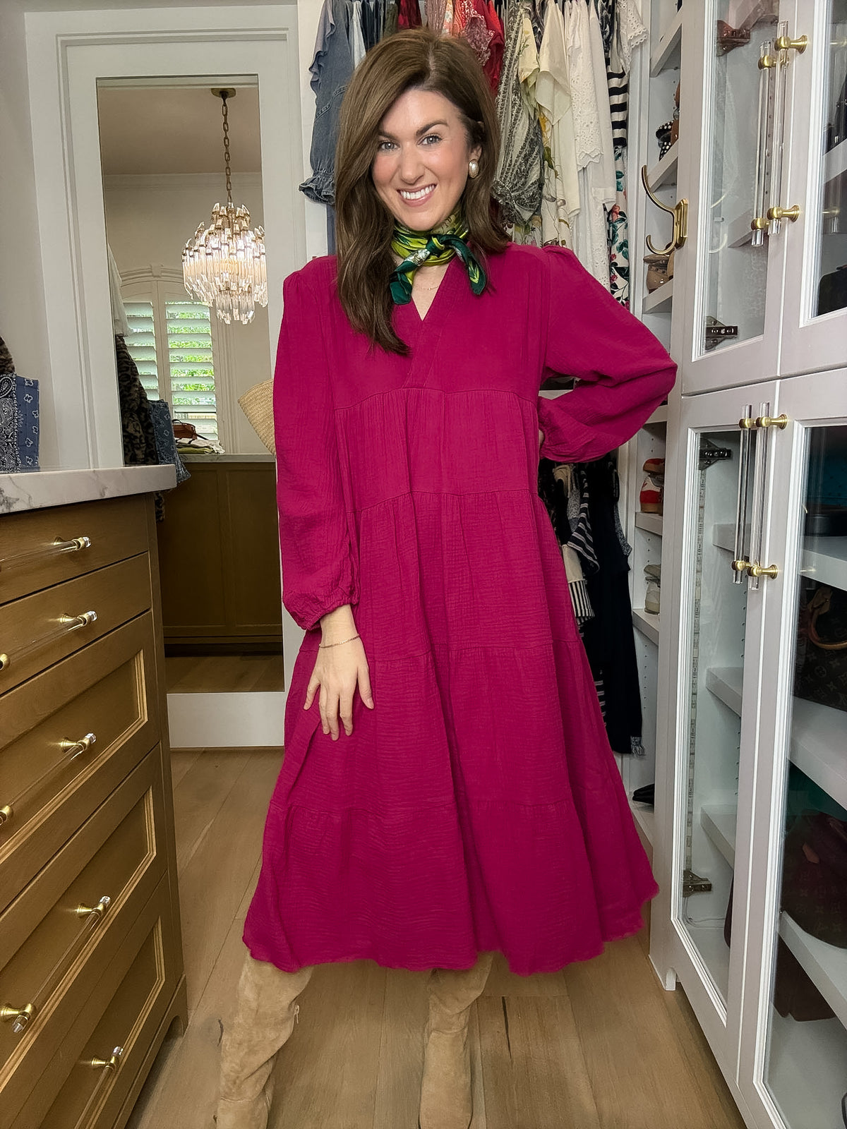 Simple Sophistication Midi Dress in Magenta